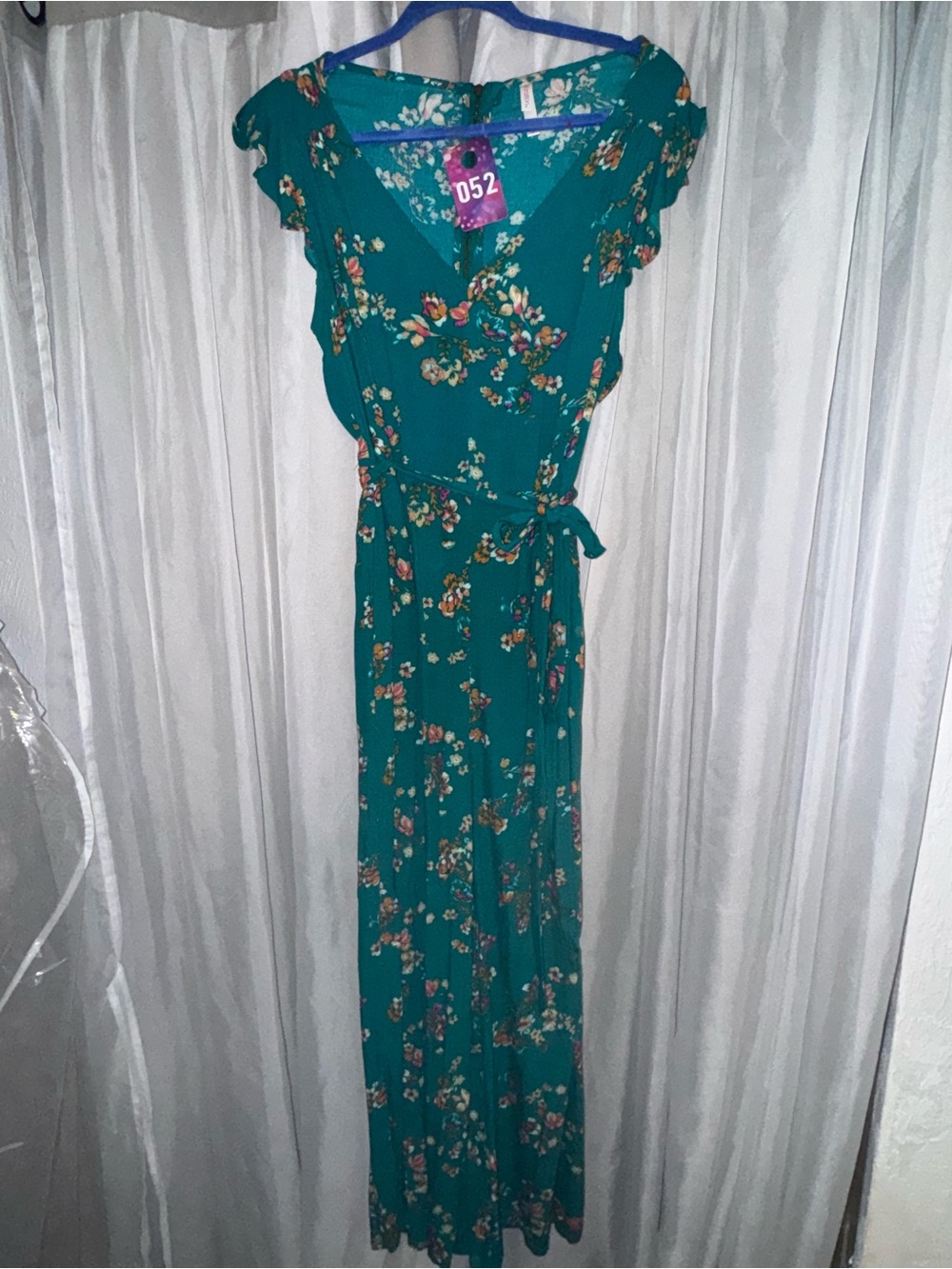 Xhilaration Teal Floral Wrap Pantsuit